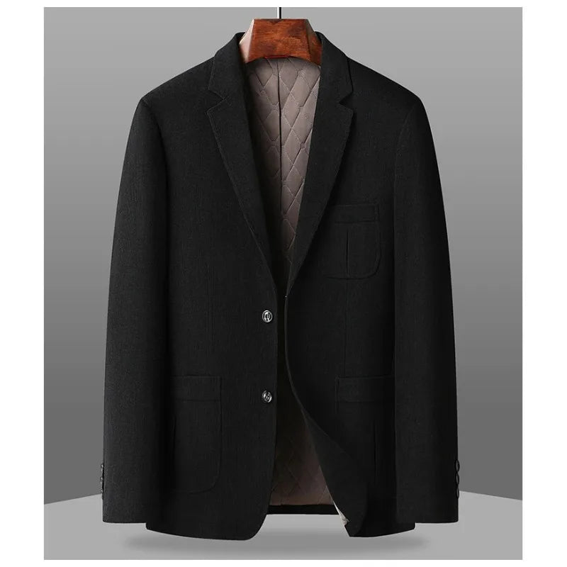 2026 Autumn Winter Men Suit Jacket Thicken Warm Long Sleeve Man Blazer Simple Solid Business Casual Male Outerwear