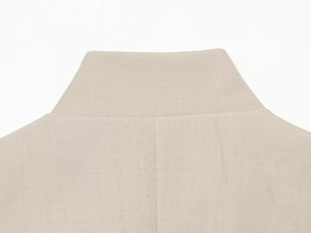 2026 Elegant Office Women Sleeveless Waistcoat Lapel Double Breasted Metal Gold Button Flap Pockets Slim Business Suit Vest
