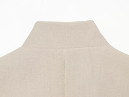2026 Elegant Office Women Sleeveless Waistcoat Lapel Double Breasted Metal Gold Button Flap Pockets Slim Business Suit Vest