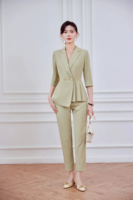 Fashionable Professional Women's Two-Piece Set Spring 2026 Soft Comfortable Elegant Blazer And Pants Ensemble