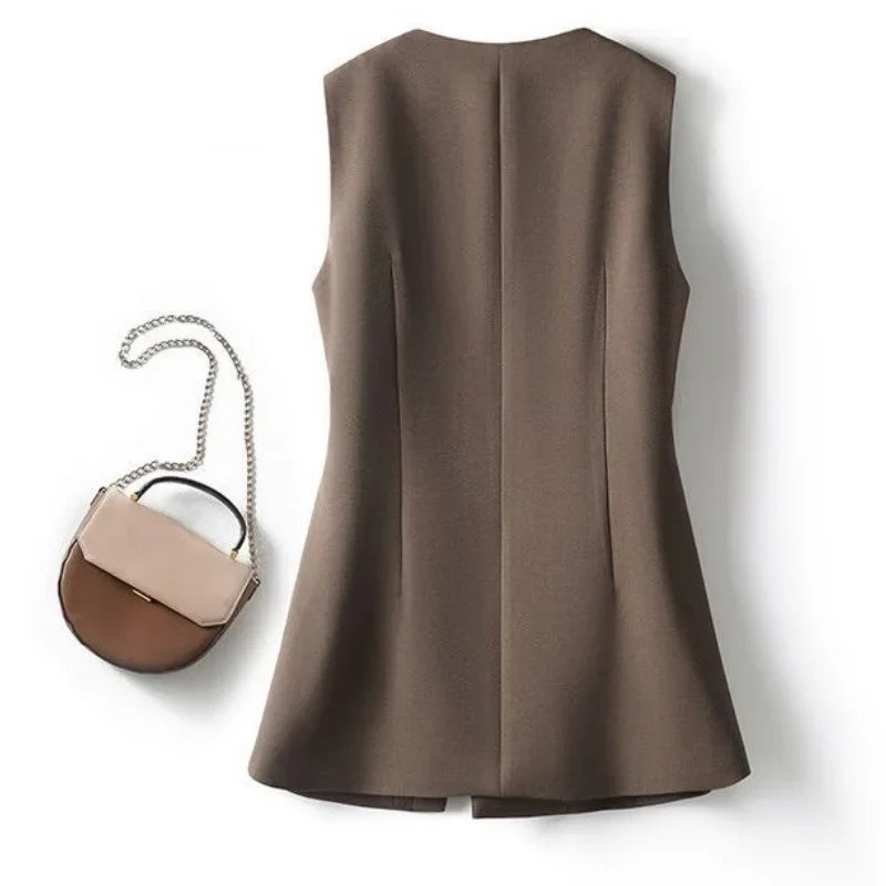 Temperament Women's Sleeveless Suit Vest Jacket 2026 Summer Ladies Irregular Waistcoat With lining  Loose Korean Female Tops