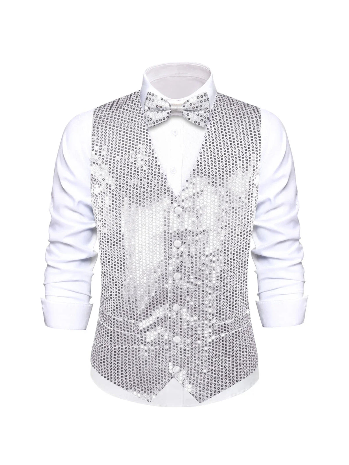 Men's Sequin Vest – Sleeveless Single Breasted Formal Waistcoat for Weddings & Events
