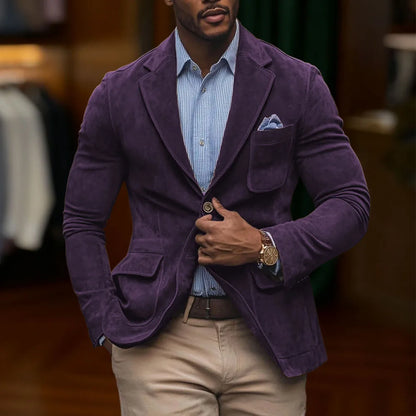 Chamois Leather Man Blazers Single Breasted Suit Jacket Men's Outdoor Casual Sports Slim Fit Coat  Wedding Part Prom Dinner Work