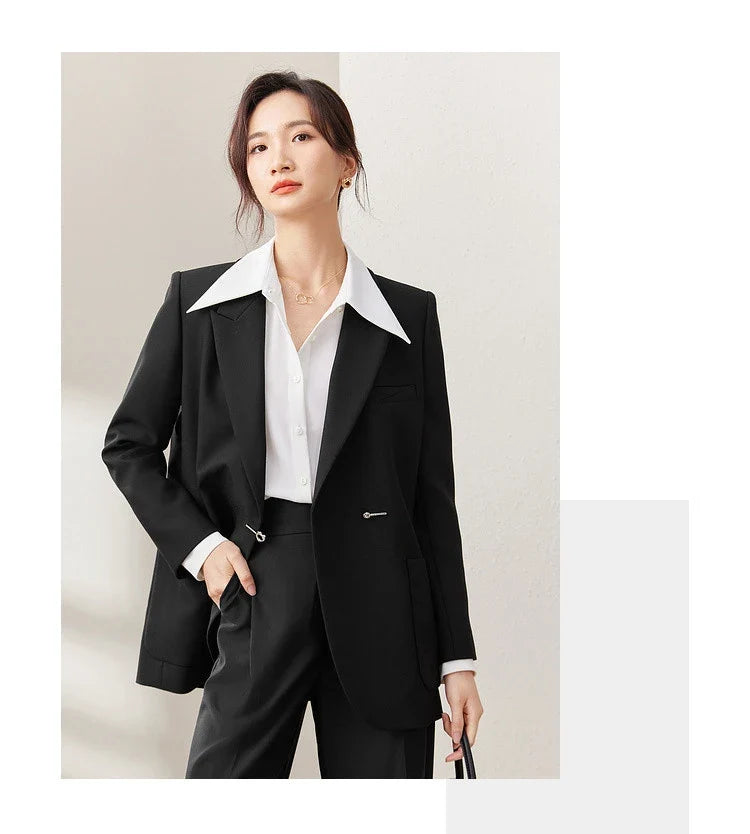Black Blazer Suit Jacket Women 2026 Spring Fall Fashion Trend Elegant Office Ladies Work Wear Clothing 153XC3230X