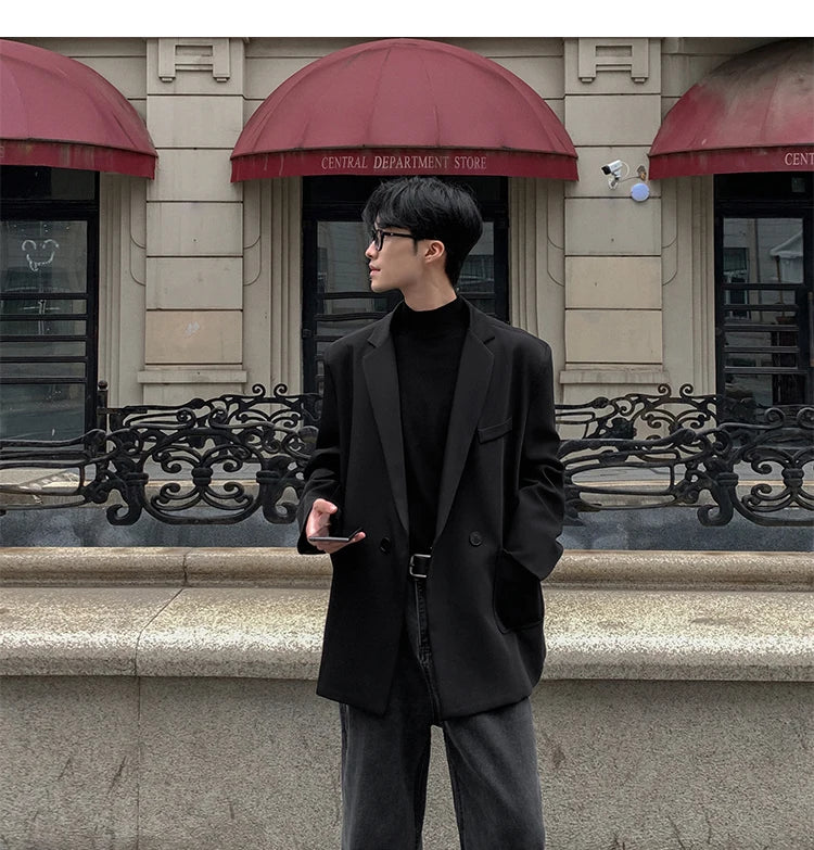 Blazers Men Casual Loose Suit Jackets Male Korean Leisure Daily Streetwear All-match Simple Suit-tops  blazer mascullino