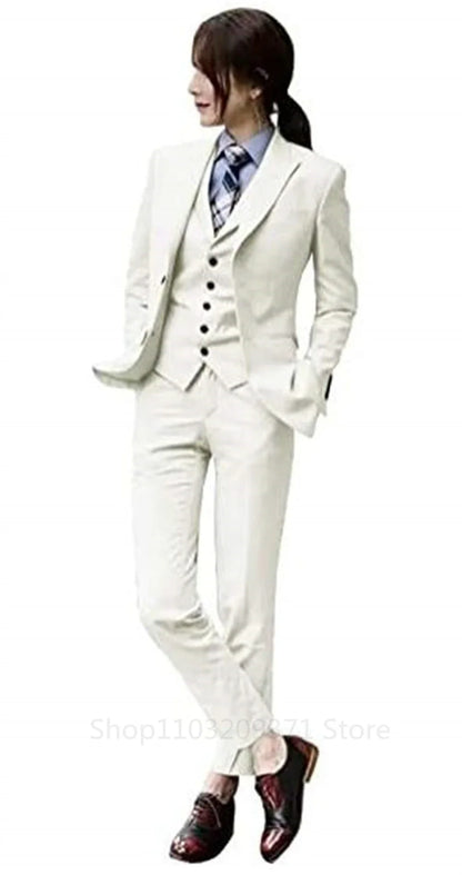 Women's Pant Suit 3-Piece Blazer Set for Formal Office and Wedding Occasions