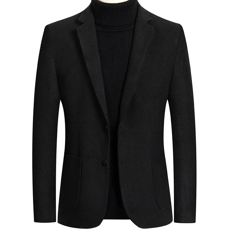 New Men's Wool Blazers Male Suit Jacket Oversized Solid Business Casual Winter Jacket Men Clothing Wedding Suit Coat 4XL
