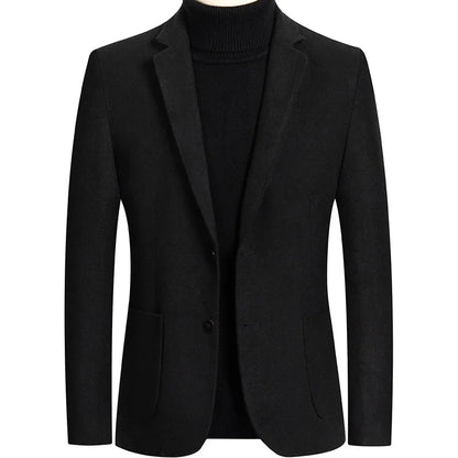 New Men's Wool Blazers Male Suit Jacket Oversized Solid Business Casual Winter Jacket Men Clothing Wedding Suit Coat 4XL