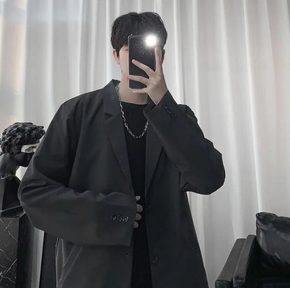 Men Korean Style Casual Blazer 2026 Spring Autumn Wrinkle Free Trendy Ins Couple Jacket Fashion Suit Coat