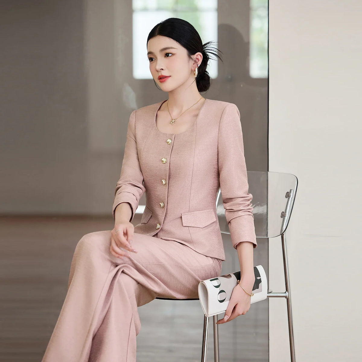 Fashionable professional women's two-piece trousers + suit jacket, exquisite elegant, 2025 autumn winter new style