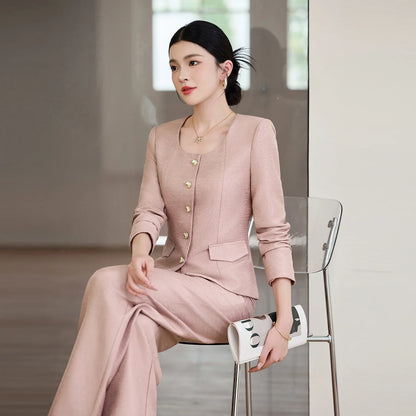 Fashionable professional women's two-piece trousers + suit jacket, exquisite elegant, 2025 autumn winter new style