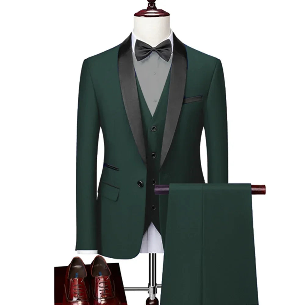 Ensemble costume homme 3 pièces : veste, gilet et pantalon / Affaires, marié, mariage, robe formelle, blazer, pantalon, gilet