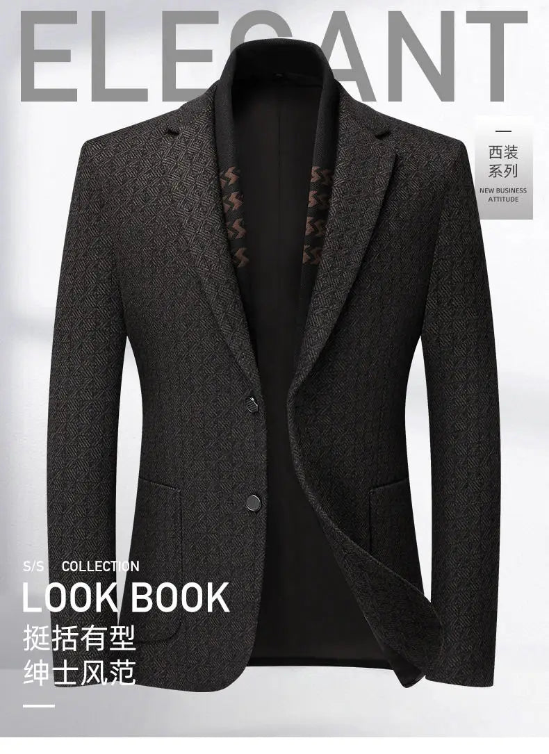 2026 Blazer's New Men's Fashion Business Outdoor Banquet Versatile Wedding Hosting Dress, Actor Gentleman Casual Scarf Blazer