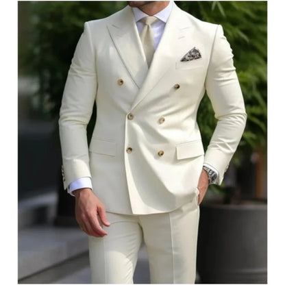 2026 New Luxury Elegant Men's Suits 2 Piece Set Fashion Casual Slim Fit Social Groom Wedding Tuxedo