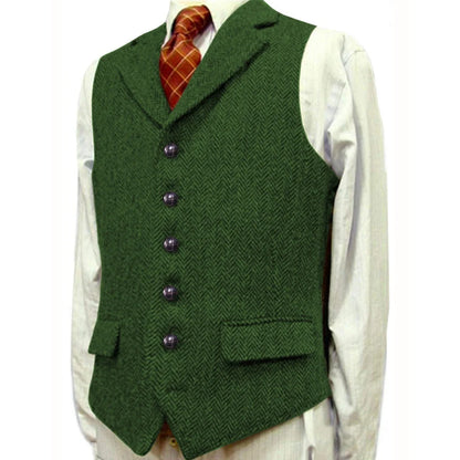 Men's Herringbone Vest – Single Breasted Waistcoat for Men | Wedding, Business & Smart Casual