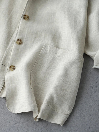 Loose Women's Short Suit Jacket Korean Japanese Style Cotton Linen Open Cardigan Top Casual Comfortable Fashionable