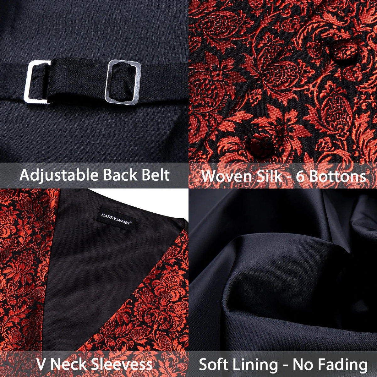 Men's Suit Vest with Matching Tie | Jacquard Paisley Waistcoat for Weddings & Formal Events
