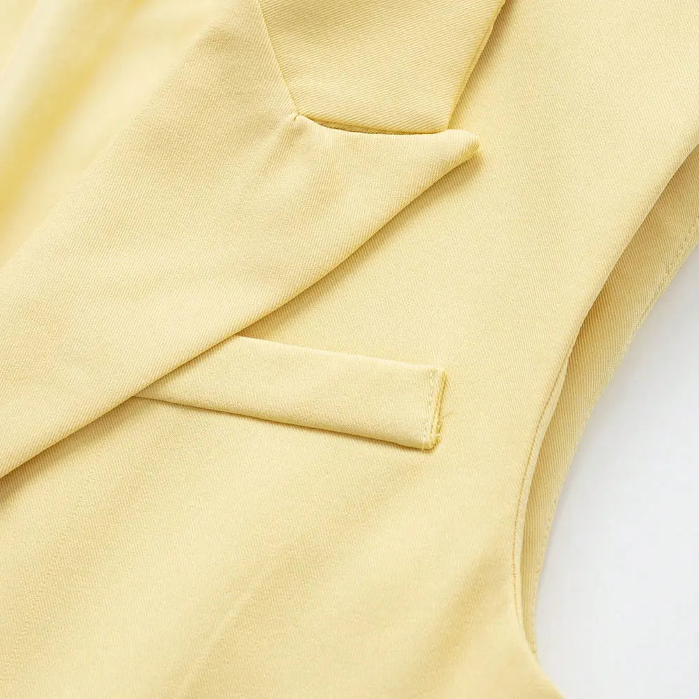 Women's Chic Vest Tops Fashion Cropped Waistcoat Sleeveless Lapel Collar Female Outerwear