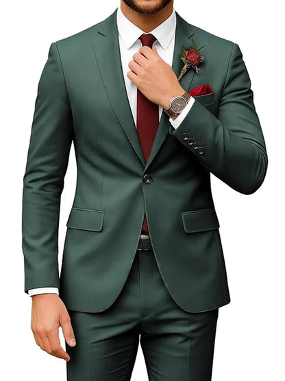 Men's 2-Piece Velour Suit – Slim Fit Blazer and Pants for Wedding, Prom & Formal Occasions