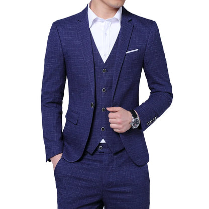 Men's Slim Fit Plaid Suit – 3-Piece & 2-Piece Formal Tuxedo for Wedding, Business & Social Events