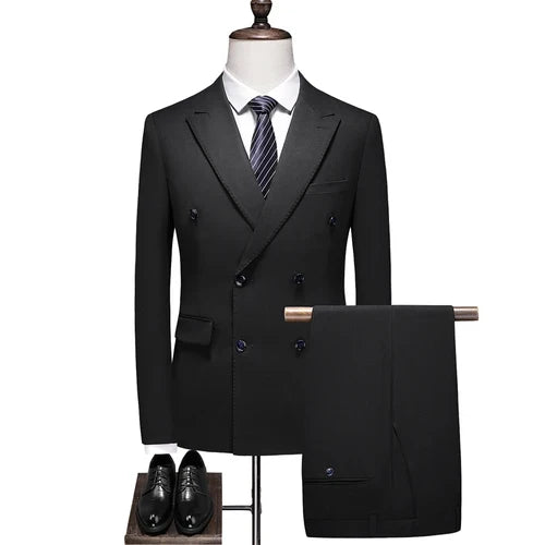 Men's Three-Piece Suit – Double Breasted Slim Fit Formal Suit for Men in Multiple Colors