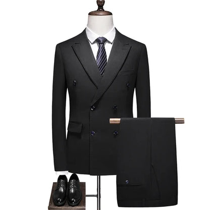 Men's Three-Piece Suit – Double Breasted Slim Fit Formal Suit for Men in Multiple Colors