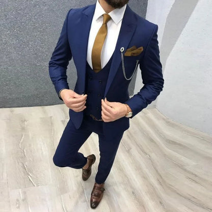 3 Piece Men's Wedding Suit Slim Fit Peak Lapel Blazer Groom Tuxedos Formal Male Suit For Party Prom(Jacket+Vest+Pants)Men Outfit