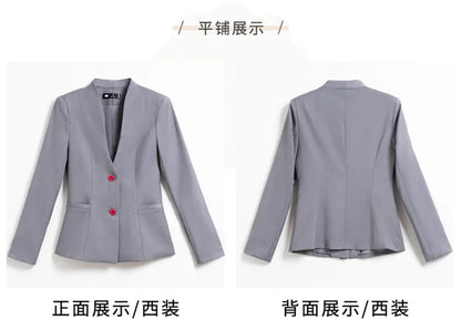 2024 fashionable professional womens clothing. Two-piece long-sleeved suit + pants. High quality slim fit womens business