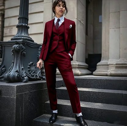Powerful Black Women 3 Piece Suit Classic Single Breasted Jacket Vest Pants Set Elegant Office Business Formal Lady Outerwears