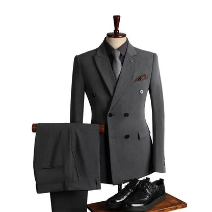Men's 2-Piece Beaded Crystal Double Breasted Slim Fit Tuxedo Suit – Wedding Groom Dinner Prom