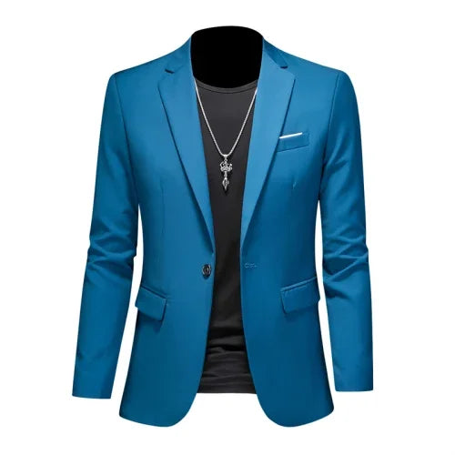 Men's Slim Fit Single-Breasted Blazer for Business Casual and Wedding Occasions