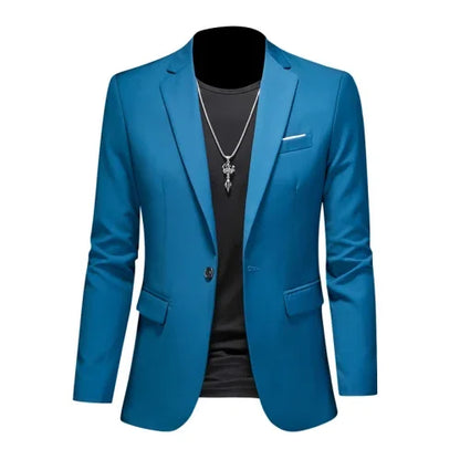 Men's Slim Fit Single-Breasted Blazer for Business Casual and Wedding Occasions