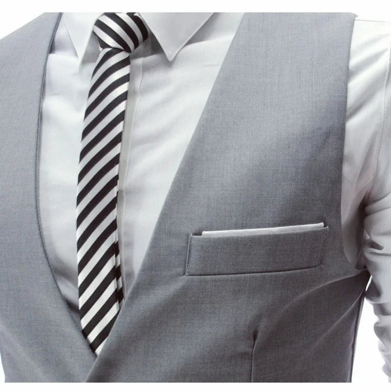 Slim Fit Men's Suit Vest Single Breasted for Business and Smart Casual – Black, Grey, Navy and Burgundy