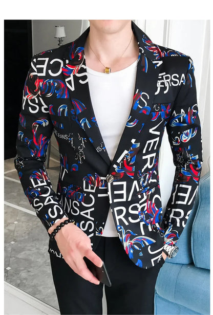 Men's Blazer Suit Jacket 2025 Spring New Fashion Korean Slim Suit Jacket Social Prom Dress Jacket Men's High Quality Clothing