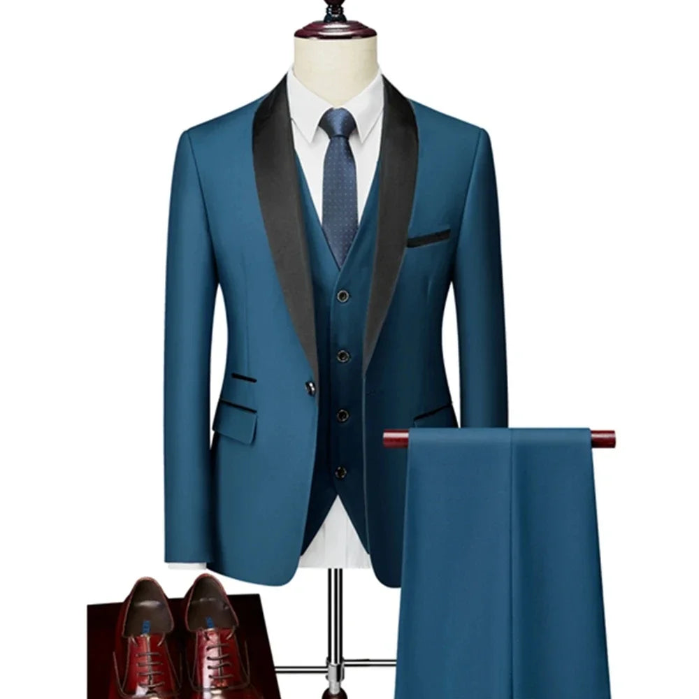 Ensemble costume homme 3 pièces : veste, gilet et pantalon / Affaires, marié, mariage, robe formelle, blazer, pantalon, gilet