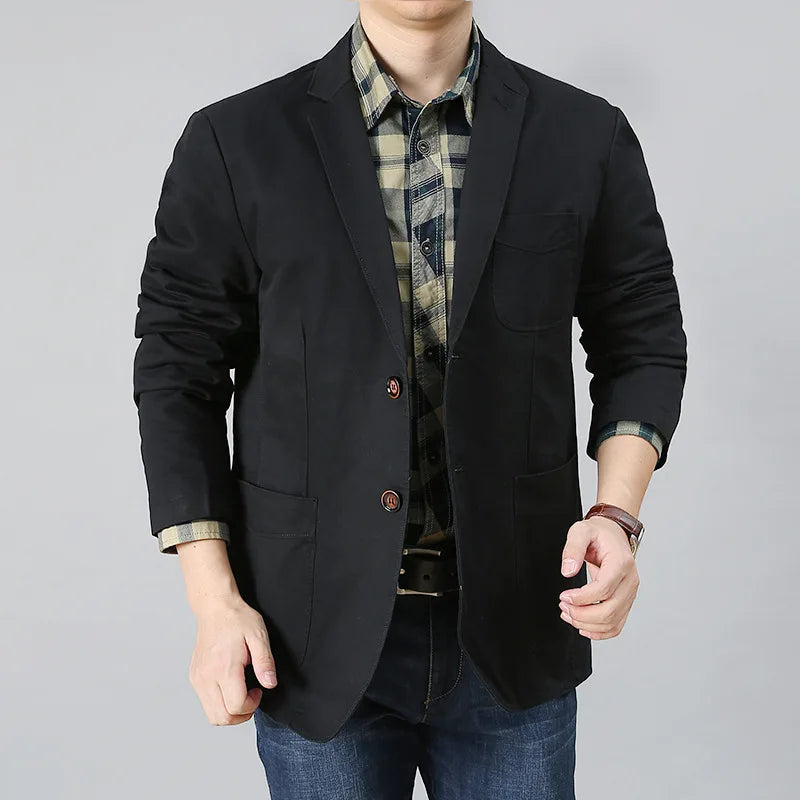 High Quality Men's Blazer Oversized Suit Jackets 5XL Pure Cotton Streetwear Casual Jacket Men Clothing Black Blazers