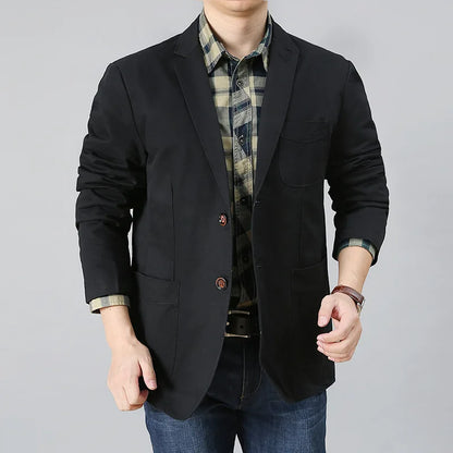 High Quality Men's Blazer Oversized Suit Jackets 5XL Pure Cotton Streetwear Casual Jacket Men Clothing Black Blazers