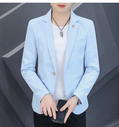 Blazer Men's Fashion Outdoor Travel Gentleman Wedding Slimming Business Versatile Trendy Casual Korean-style Formal Wear Blazer