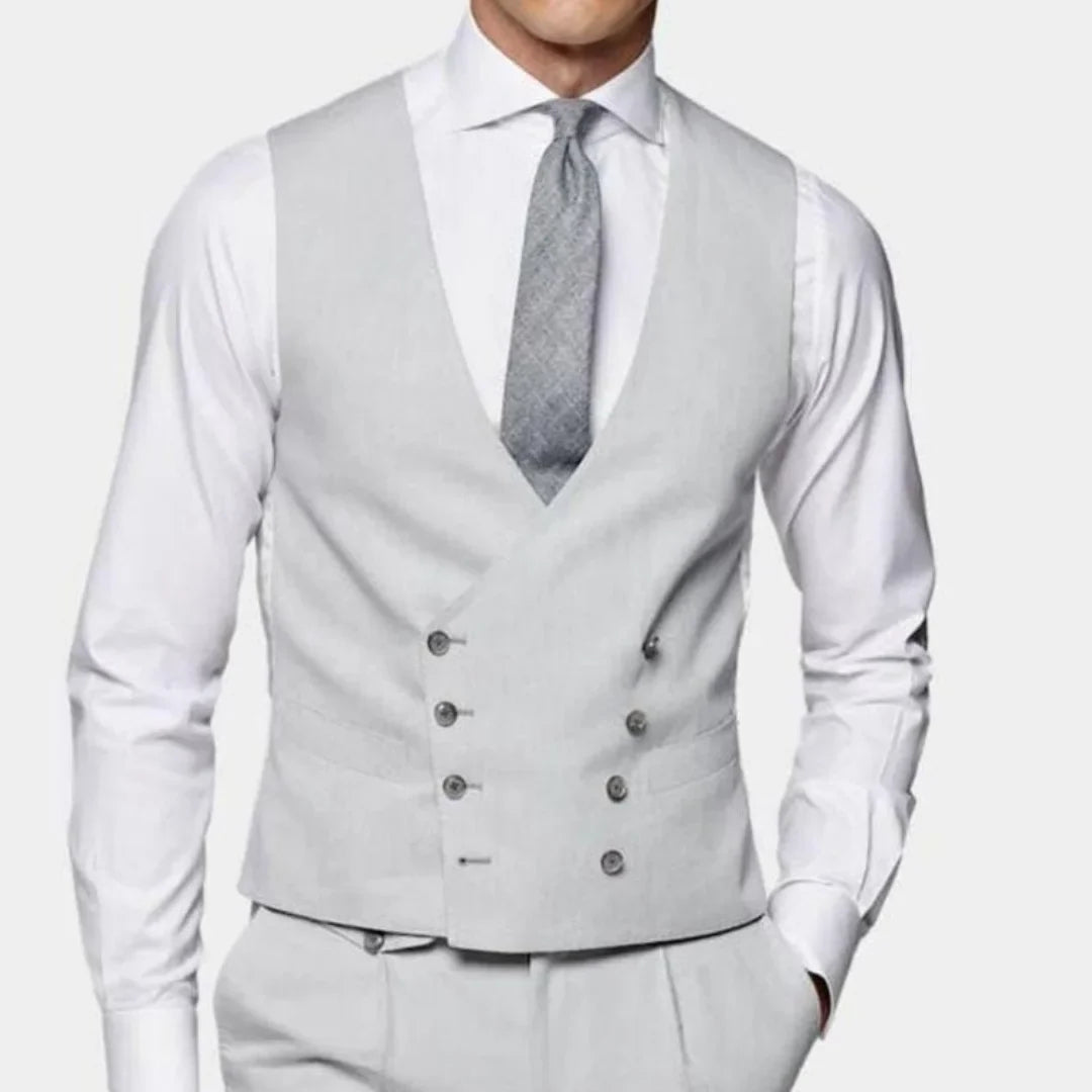 Men's Suit Vest Double Breasted Lapel Waistcoat for Wedding & Business