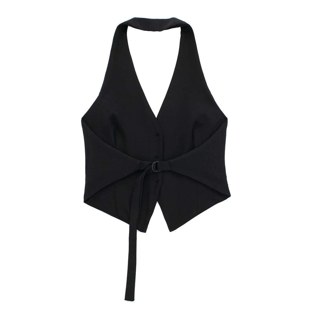 Halter Formal Vests Woman Off Shoulder Women's Suit Vest Backless Black White Short Vest Casual Cropped Sleeveless Vest