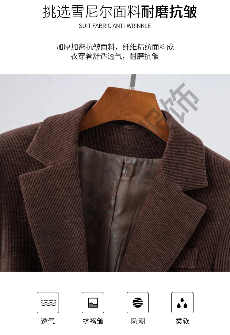 High Quality Fabric Corduroy Formal Women Business Suits OL Styles Professional Pantsuits Office Work Wear Autumn Winter Blazers