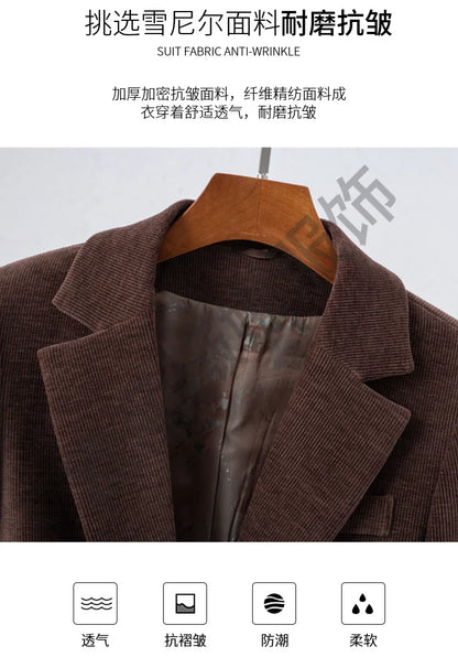High Quality Fabric Corduroy Formal Women Business Suits OL Styles Professional Pantsuits Office Work Wear Autumn Winter Blazers