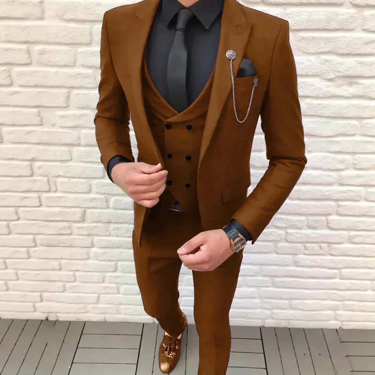 Men's 3-Piece Slim Fit Suit – Notch Lapel Blazer, Trousers & Waistcoat for Formal Occasions