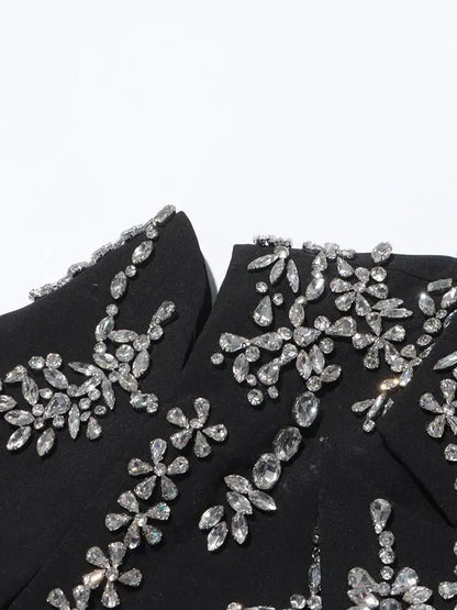 Solid Spliced Diamonds Turn-Down Collar Blazers Long Sleeve Hollow Out Patchwork Button Coat 2026 Autumn Women's New