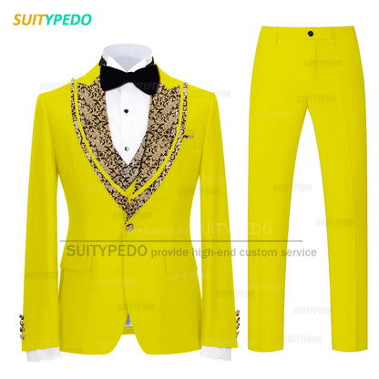 Classic Black Set For Fashion Children Wedding Flower Kid Slim Fit Costumes Formal Party Elegant Blazer Vest Pants 3 Pieces