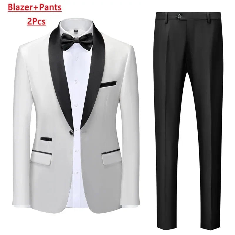 Men's Slim Fit Formal Suit Set – Blazer, Vest & Pants for Weddings & Parties