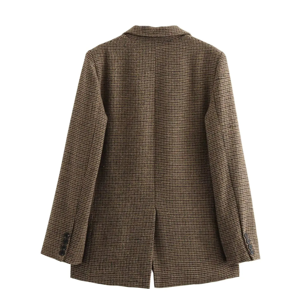 Women's Brown Plaid Blazer Jacket Y2k Harajuku 2000s Vintage Long Sleeve Single Breasted Suit Coat Oversize Outerwear Autum 2025