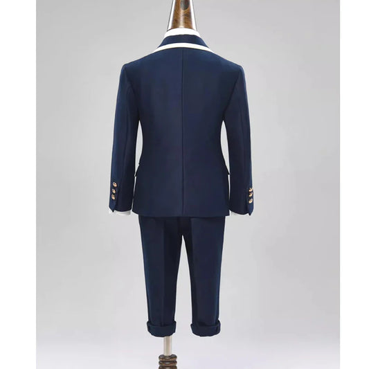 Navy Blue Boys Suits 2 Piece Peak Lapel Kids Sets for Wedding Party Homecoming Outfit Casual Formal Children's Clothing