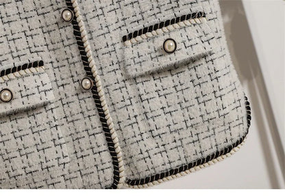 Women's Contrast Knitted Vest New Autumn Short Sleeveless Jacket V-neck Single Breasted Waistcoat Female Coats Chaleco Mujer