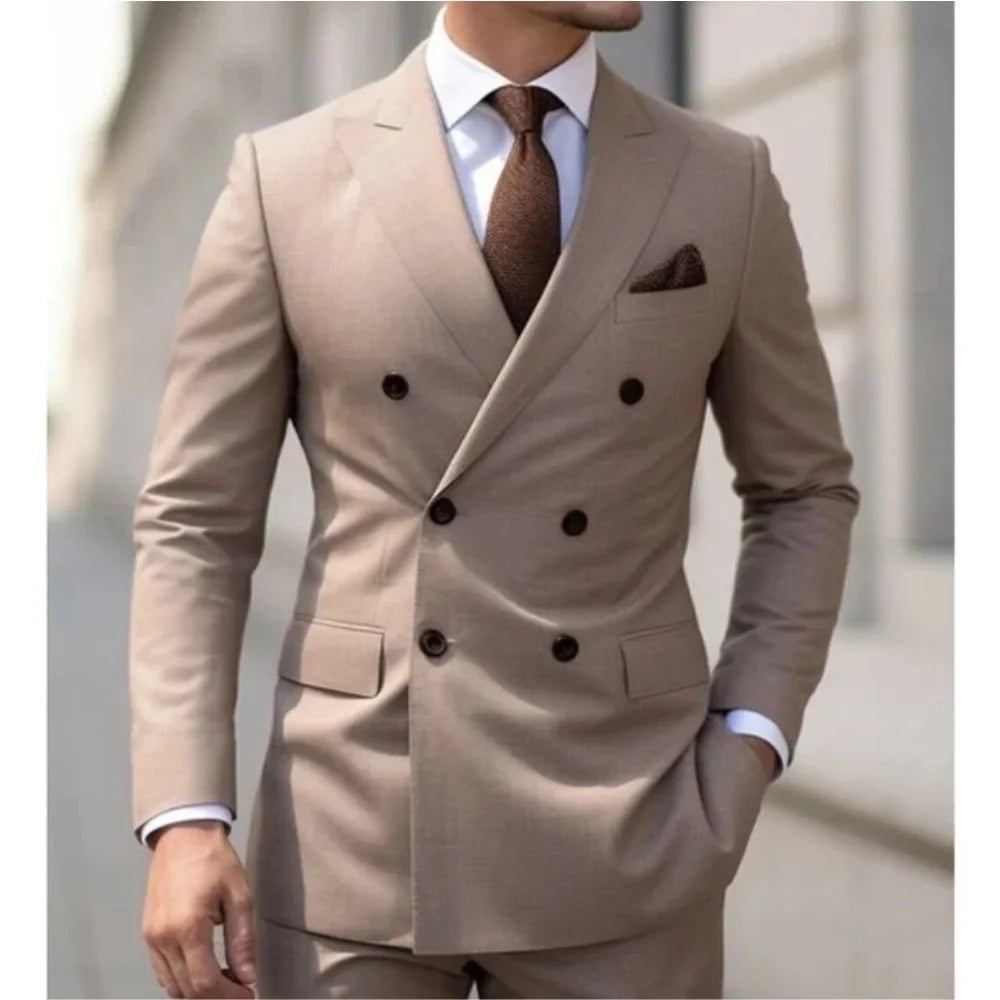 Costume de mariage pour homme, smoking, costume 2 pièces orange brûlé brillant avec bouton en métal, usage quotidien